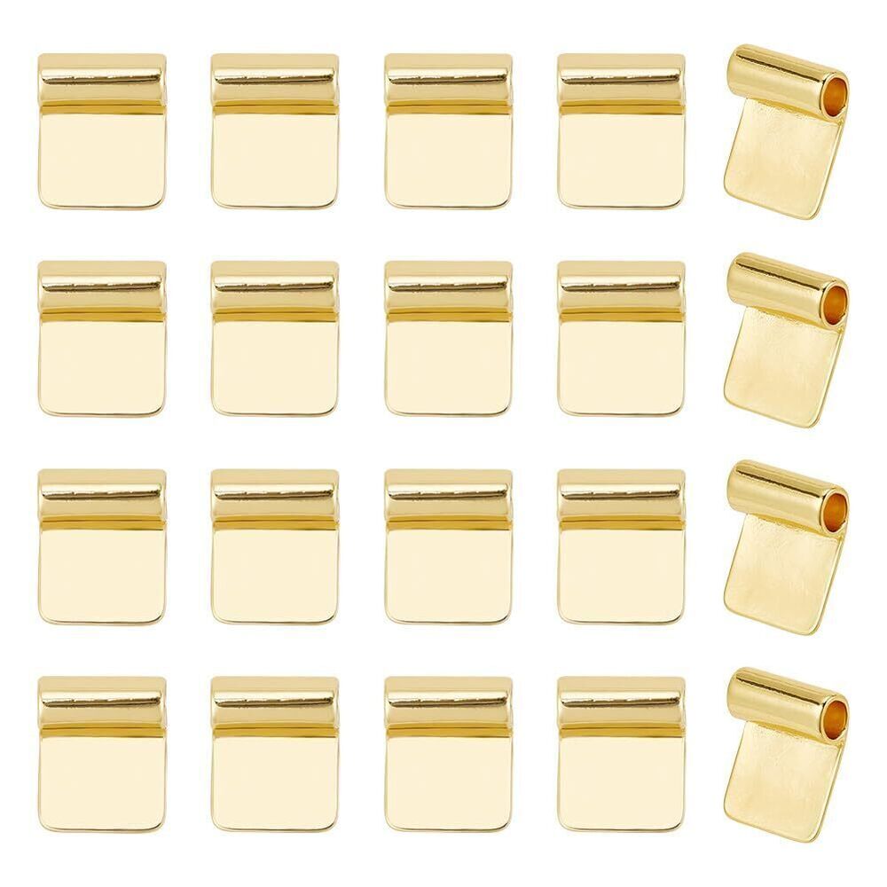 7227 20 Pcs Glue on Bails, Silver Glue-On Flat Pad Bails with Loop Wide Pad